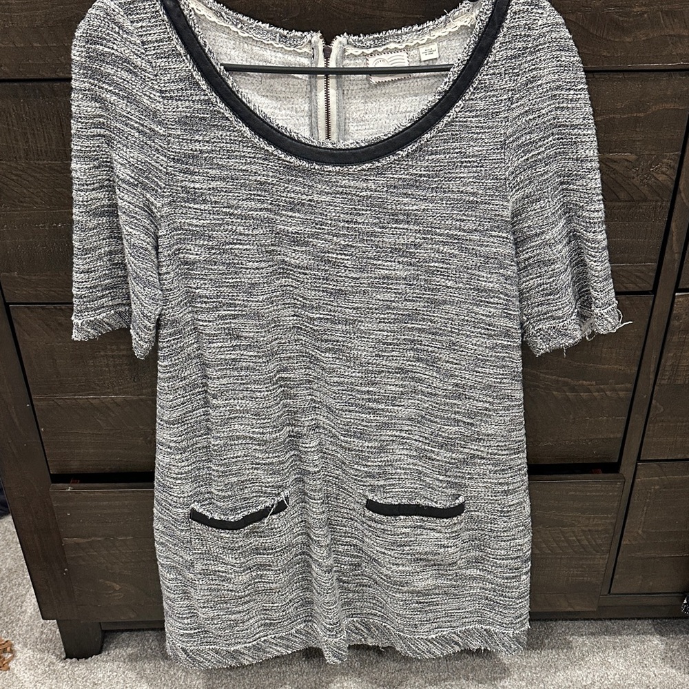 Anthropologie Black and White Textured Tunic